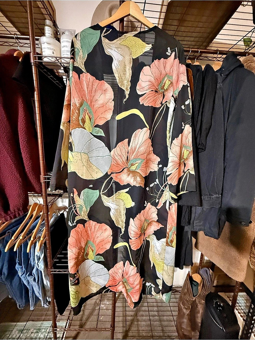 Floral Maxi Dress in Black & Pink Like New